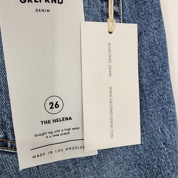 GRLFRND Button Fly Straight Leg Medium Wash Helena in Missing Words Size 26 - Picture 4 of 8